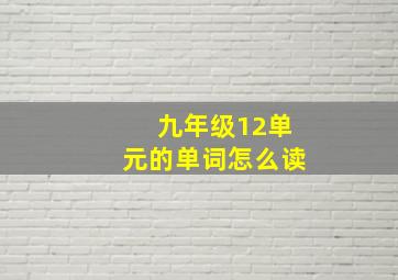 九年级12单元的单词怎么读