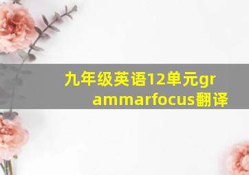 九年级英语12单元grammarfocus翻译