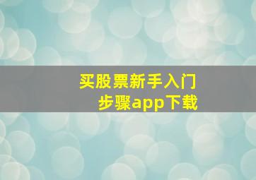 买股票新手入门步骤app下载