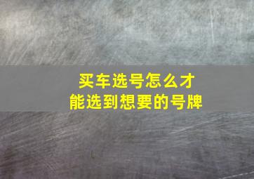 买车选号怎么才能选到想要的号牌