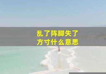 乱了阵脚失了方寸什么意思