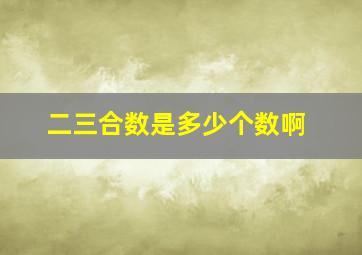 二三合数是多少个数啊