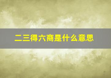 二三得六商是什么意思