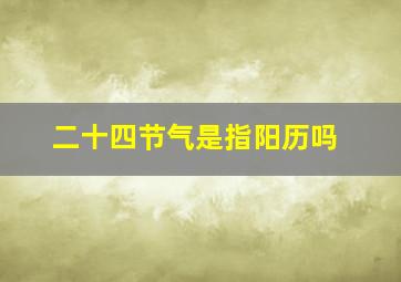 二十四节气是指阳历吗