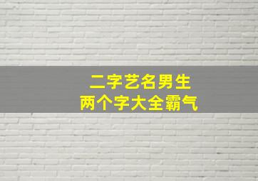 二字艺名男生两个字大全霸气