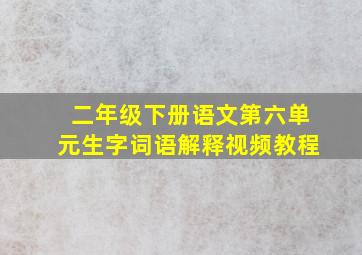 二年级下册语文第六单元生字词语解释视频教程