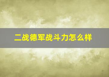 二战德军战斗力怎么样