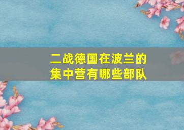 二战德国在波兰的集中营有哪些部队