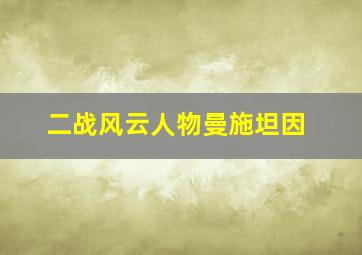 二战风云人物曼施坦因