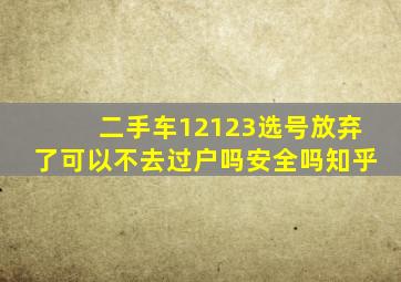 二手车12123选号放弃了可以不去过户吗安全吗知乎