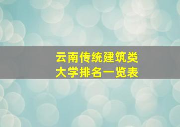 云南传统建筑类大学排名一览表