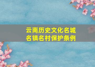 云南历史文化名城名镇名村保护条例