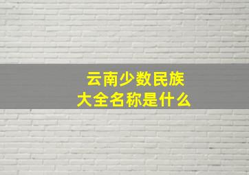 云南少数民族大全名称是什么