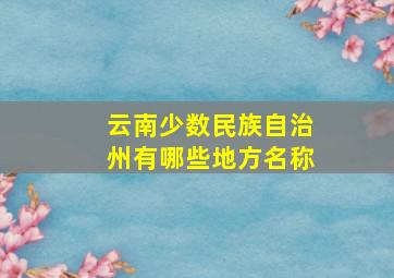 云南少数民族自治州有哪些地方名称