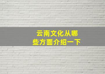 云南文化从哪些方面介绍一下