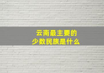 云南最主要的少数民族是什么