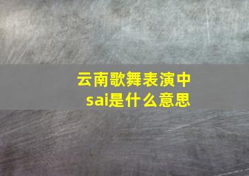 云南歌舞表演中sai是什么意思