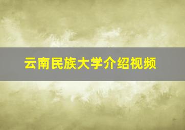 云南民族大学介绍视频