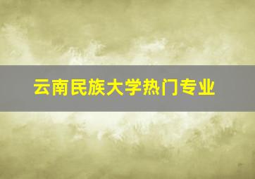 云南民族大学热门专业