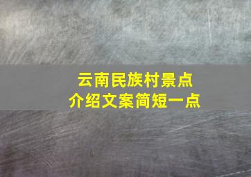 云南民族村景点介绍文案简短一点