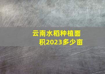 云南水稻种植面积2023多少亩