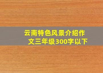 云南特色风景介绍作文三年级300字以下