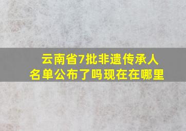 云南省7批非遗传承人名单公布了吗现在在哪里