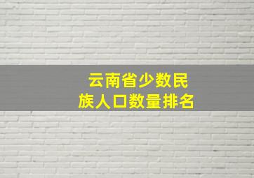 云南省少数民族人口数量排名