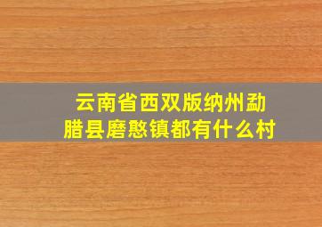 云南省西双版纳州勐腊县磨憨镇都有什么村