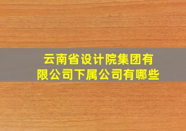 云南省设计院集团有限公司下属公司有哪些