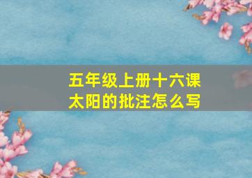 五年级上册十六课太阳的批注怎么写