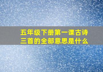 五年级下册第一课古诗三首的全部意思是什么