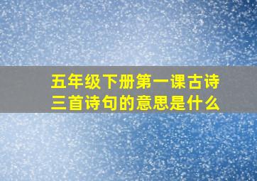 五年级下册第一课古诗三首诗句的意思是什么