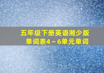 五年级下册英语湘少版单词表4～6单元单词