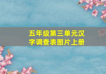 五年级第三单元汉字调查表图片上册