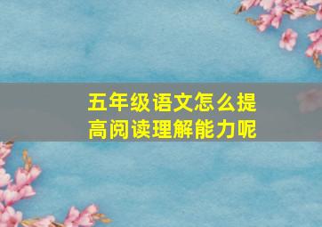 五年级语文怎么提高阅读理解能力呢