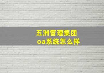 五洲管理集团oa系统怎么样