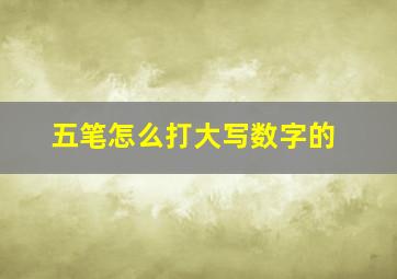 五笔怎么打大写数字的