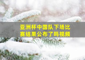 亚洲杯中国队下场比赛结果公布了吗视频