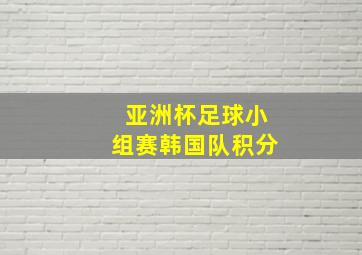 亚洲杯足球小组赛韩国队积分