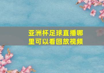 亚洲杯足球直播哪里可以看回放视频