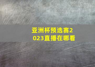 亚洲杯预选赛2023直播在哪看