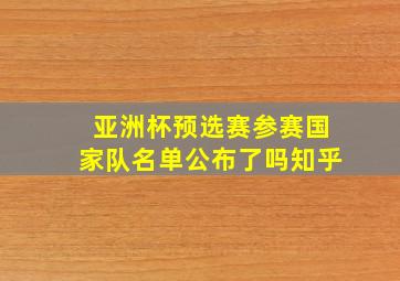 亚洲杯预选赛参赛国家队名单公布了吗知乎