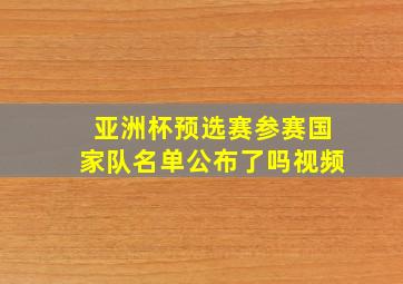 亚洲杯预选赛参赛国家队名单公布了吗视频