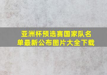 亚洲杯预选赛国家队名单最新公布图片大全下载