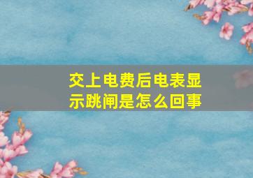 交上电费后电表显示跳闸是怎么回事