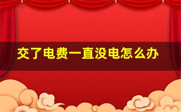 交了电费一直没电怎么办