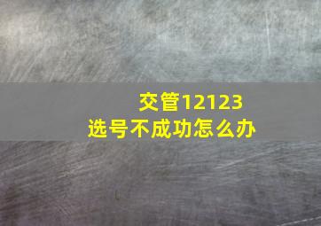 交管12123选号不成功怎么办