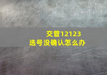 交管12123选号没确认怎么办