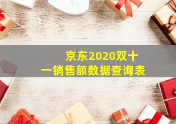 京东2020双十一销售额数据查询表